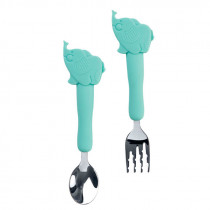 Saro Nature Cubiertos Silicona y Acero Verde Elefantitos